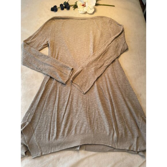 Free People Y2K Comfy Beige Long Knit Cardigan Pockets Bell sleeves BoHo Sz M - Picture 2 of 9